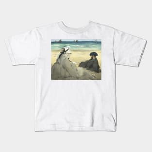 On the Beach by Edouard Manet Kids T-Shirt